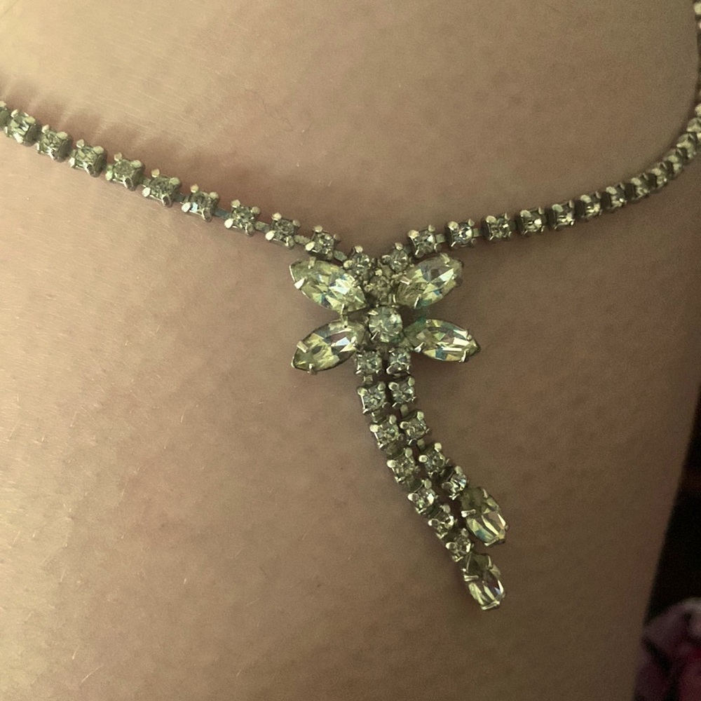 50’s butterfly rhinestone choker necklace